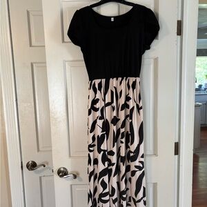 Black and Tan Patterned Dress